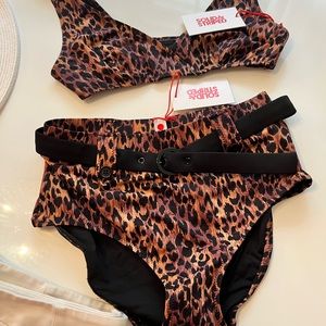 NWT Solid & Striped Swim Suit